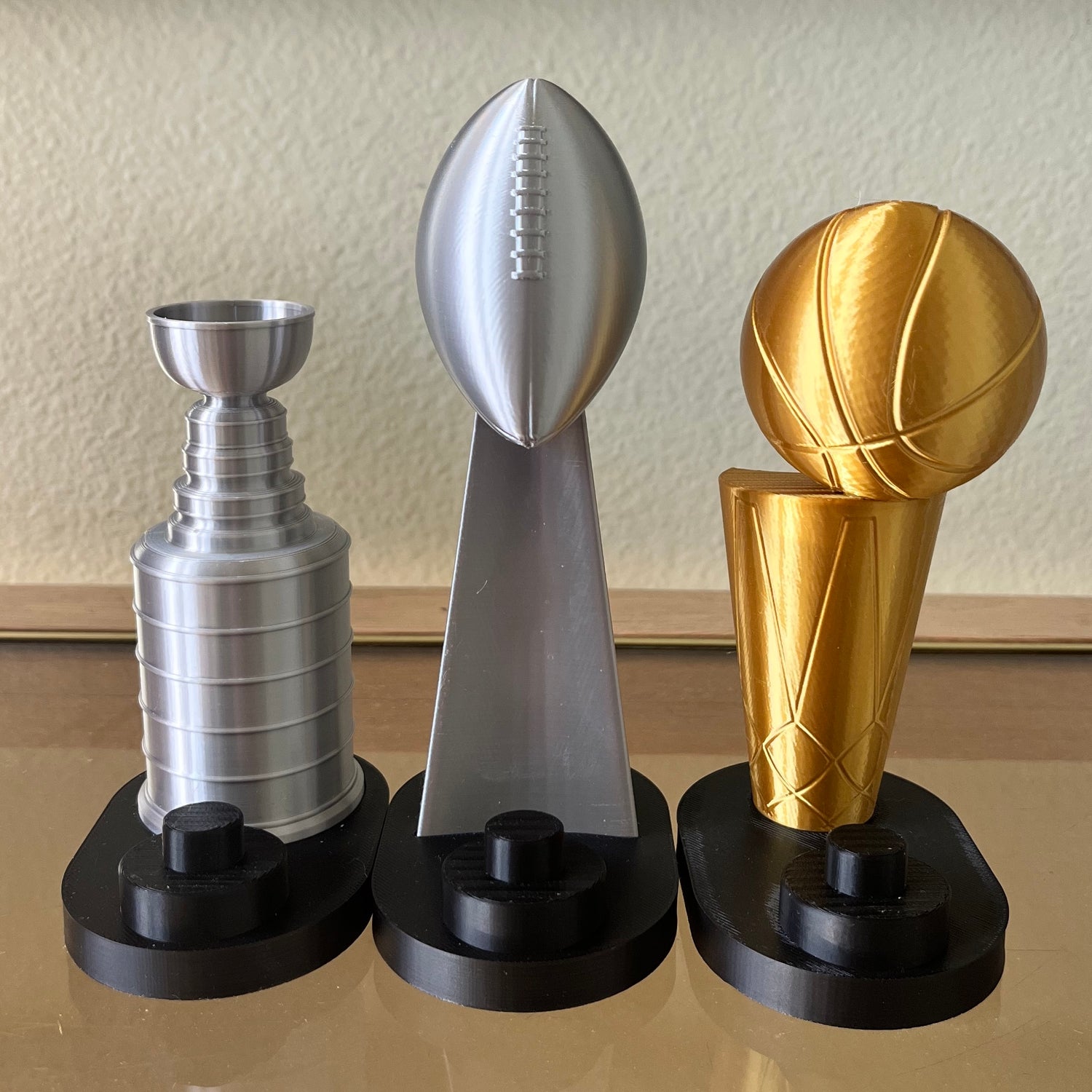 Sports Trophy Ring Holder – Basketball, Football & Hockey Ball Display Stand