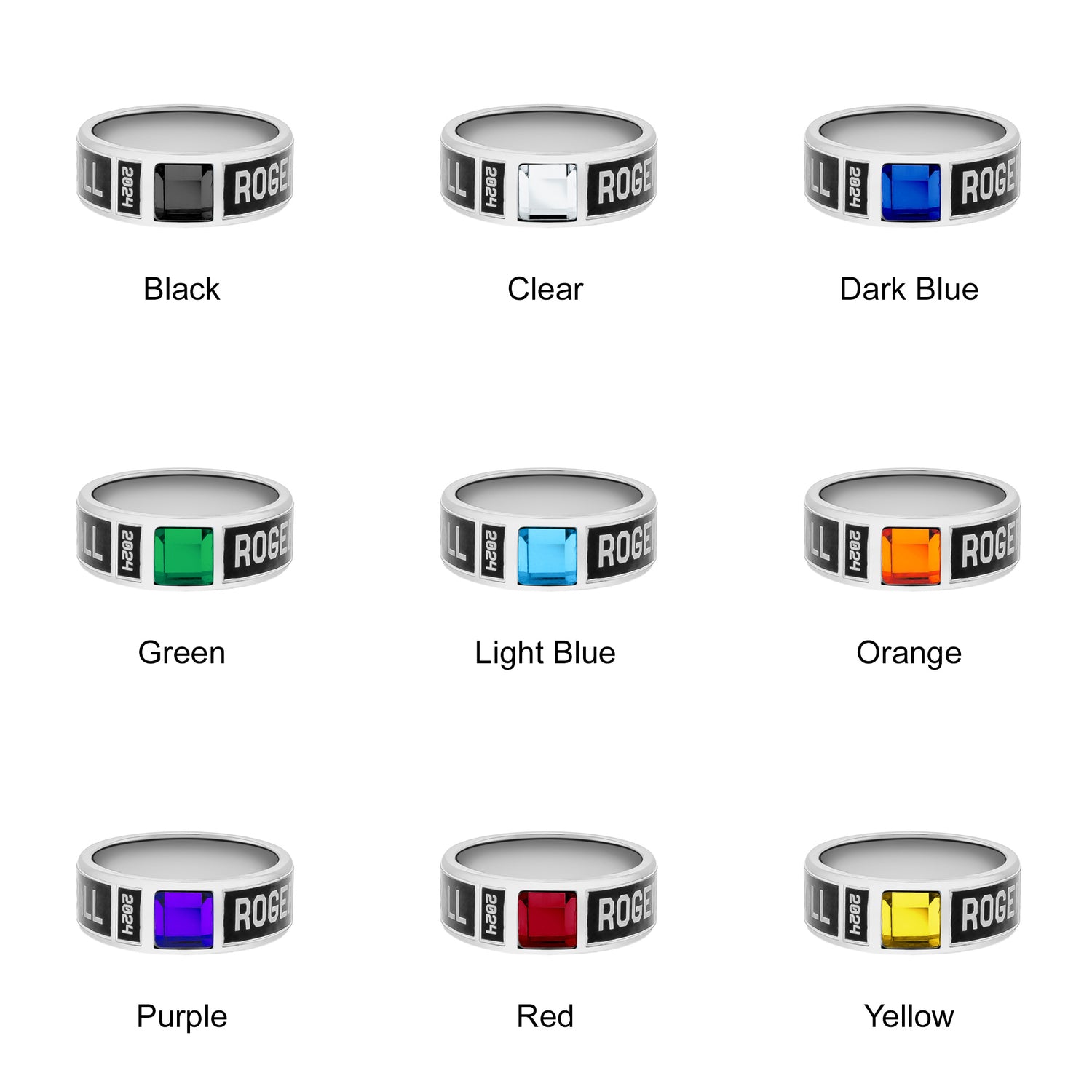 Custom Football Band Ring | Personalized Team Keepsake with Engraved Name, Year & Gemstone