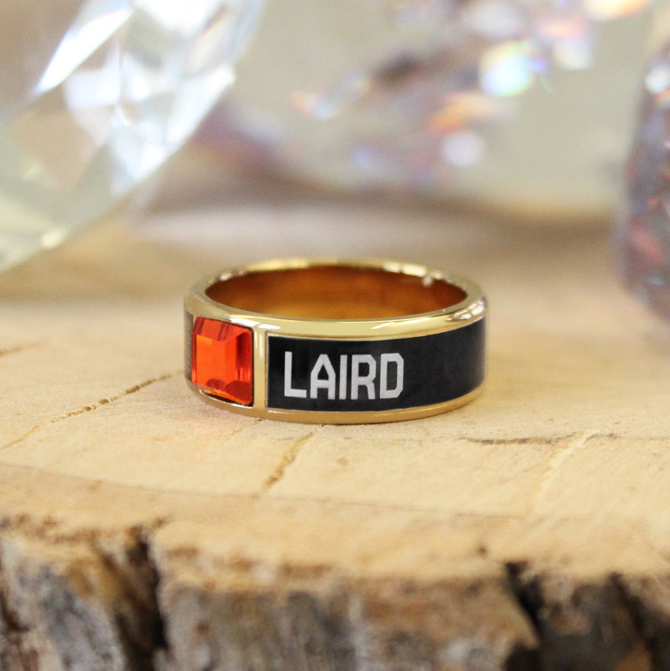 Customizable Team Ring | Personalized Keepsake with Engraved Team Name, Year, and Gemstone
