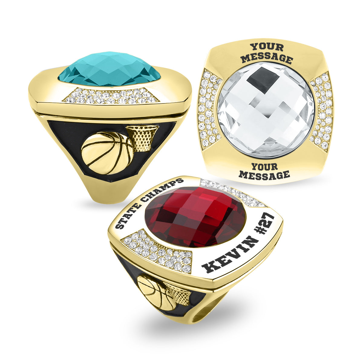 Personalized XL Basketball Championship Ring - MVP Ring, Coach's Ring, Hall of Fame