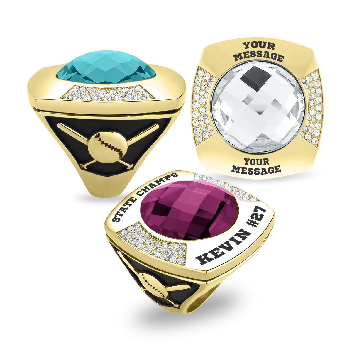 Personalized XL Baseball Championship Ring - MVP Ring, Coach's Ring, Hall of Fame