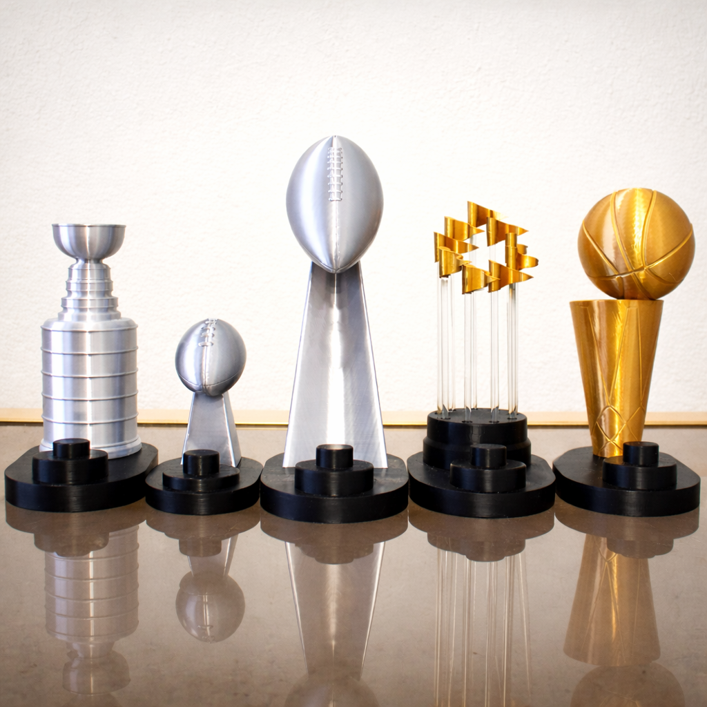 Sports Trophy Ring Holder – Basketball, Football & Hockey Ball Display Stand