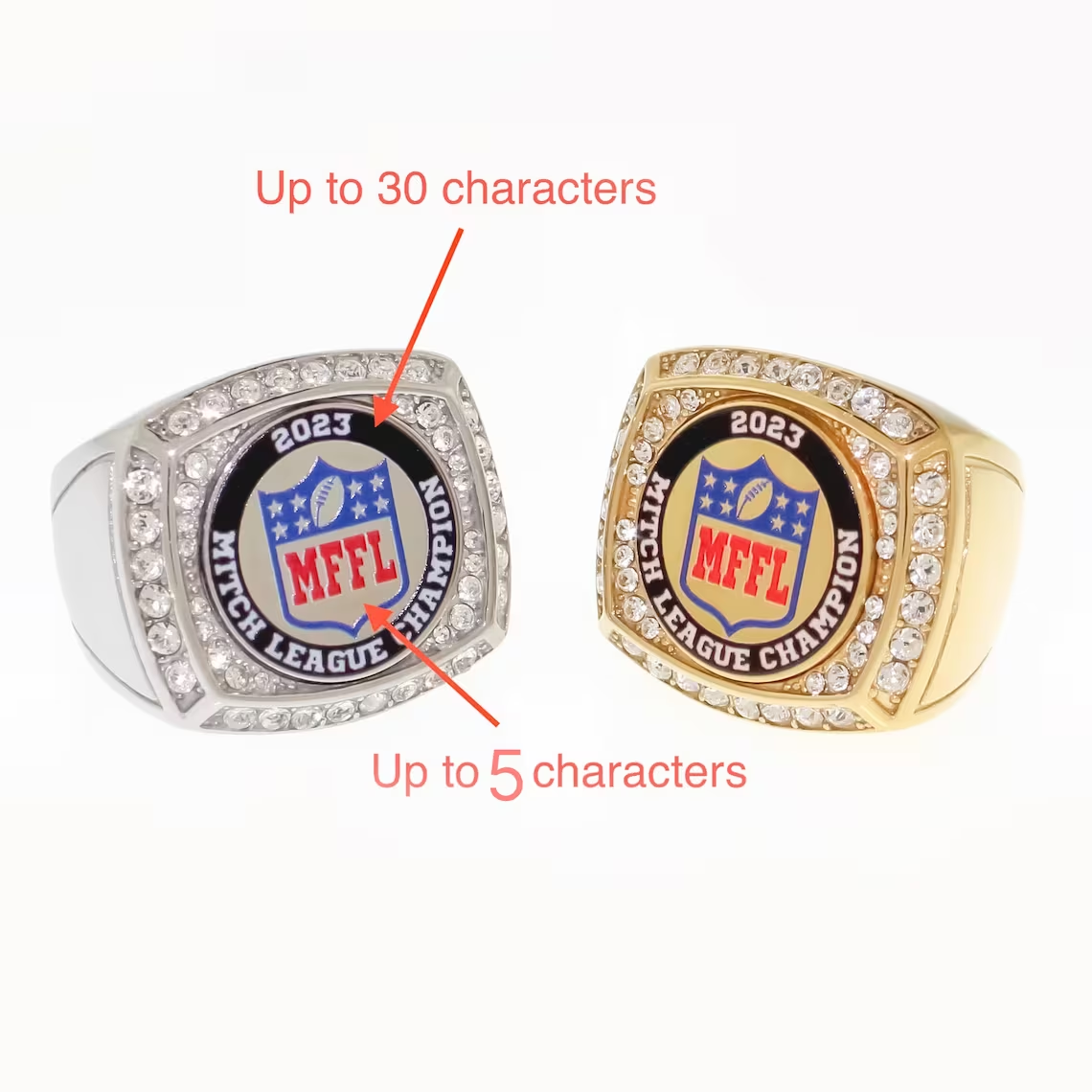 Custom Fantasy Football FFL Logo Ring