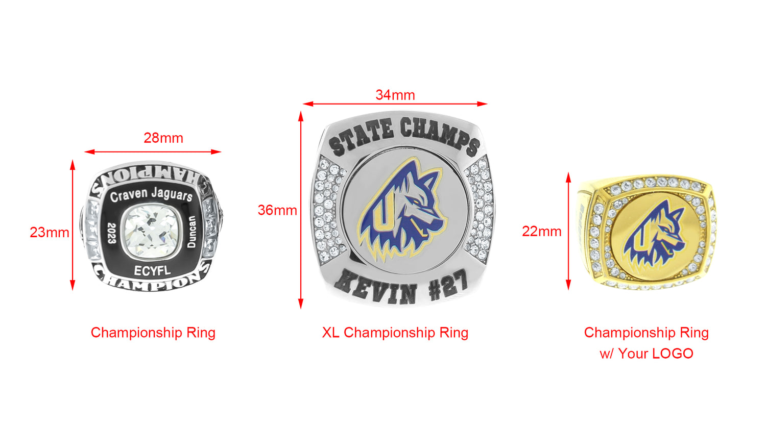 Premium XL Championship Ring - Use your own LOGO!